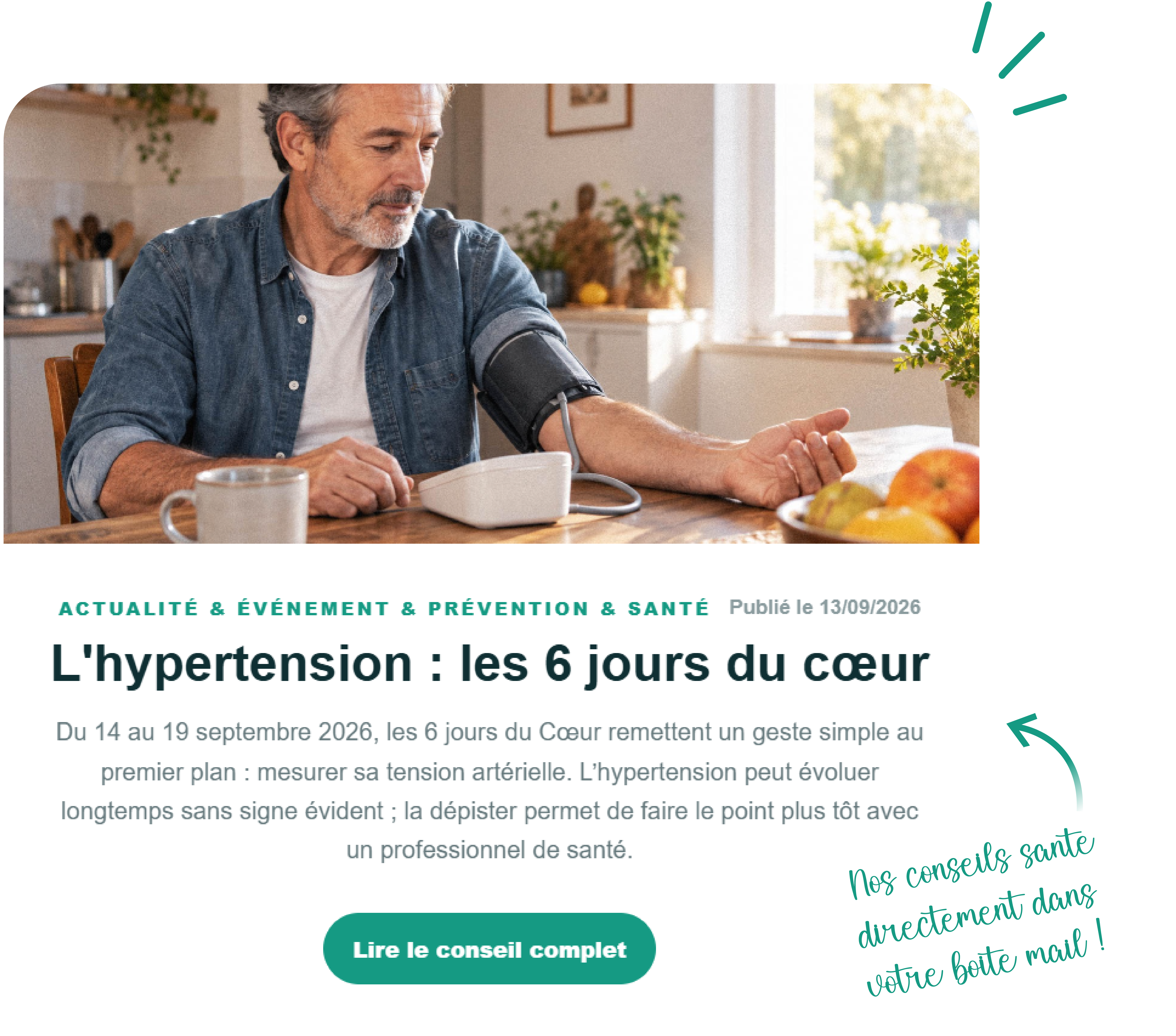 Aperçu d'un conseil santé reçu dans la newsletter de la Pharmacie du Progrès